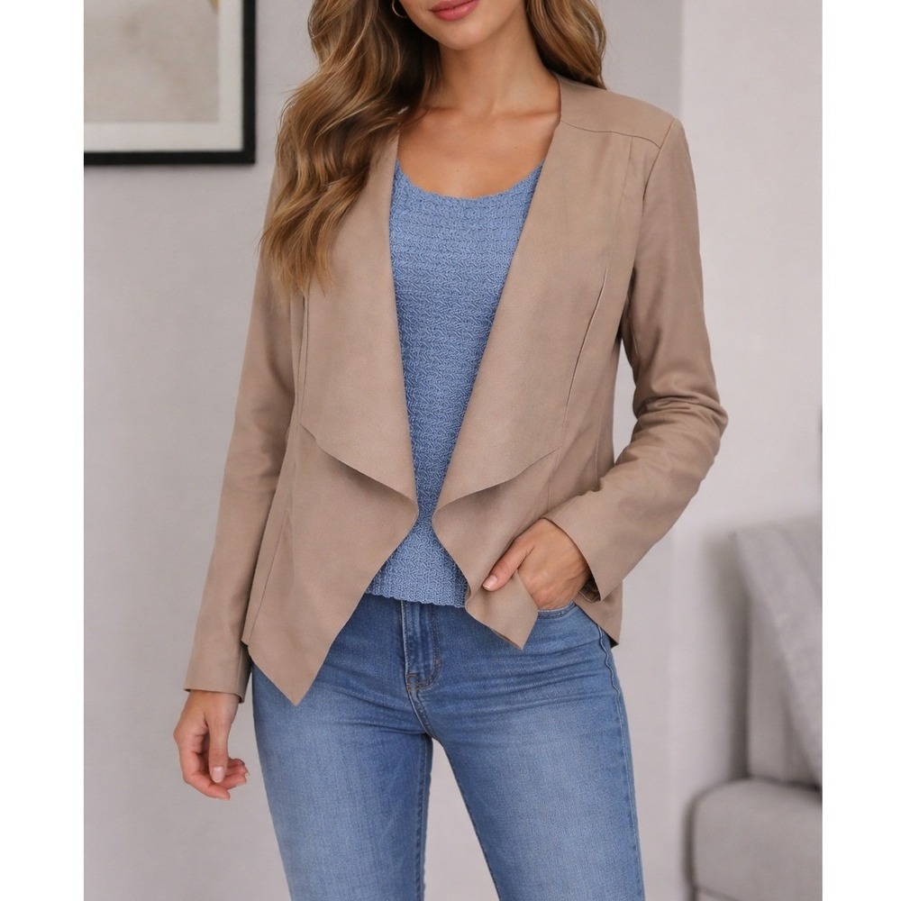 Jacket Tan Colored Drape Font Jacket (XXL)‎